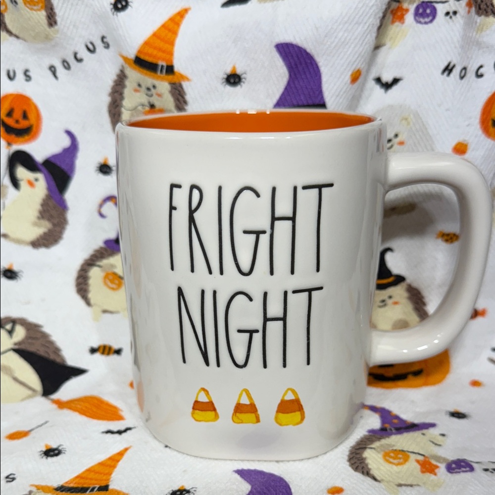 Rae Dunn Fright Night Halloween Mug with Candy Corn